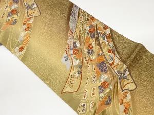 鬘帯に草花模様織出し袋帯